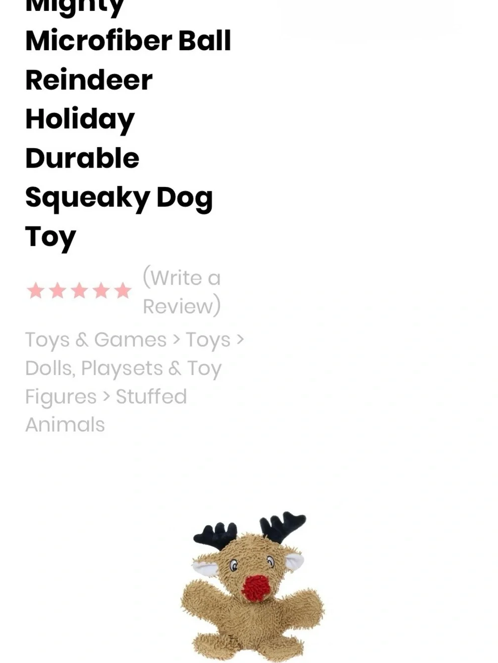 Might dog toy durable seams high-quality machine washable reindeer squeeker